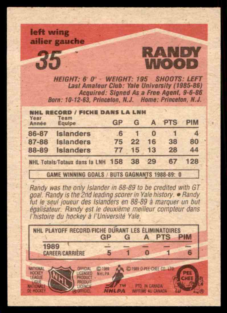 19 90 O Pee Chee Randy Wood 35 On Kronozio