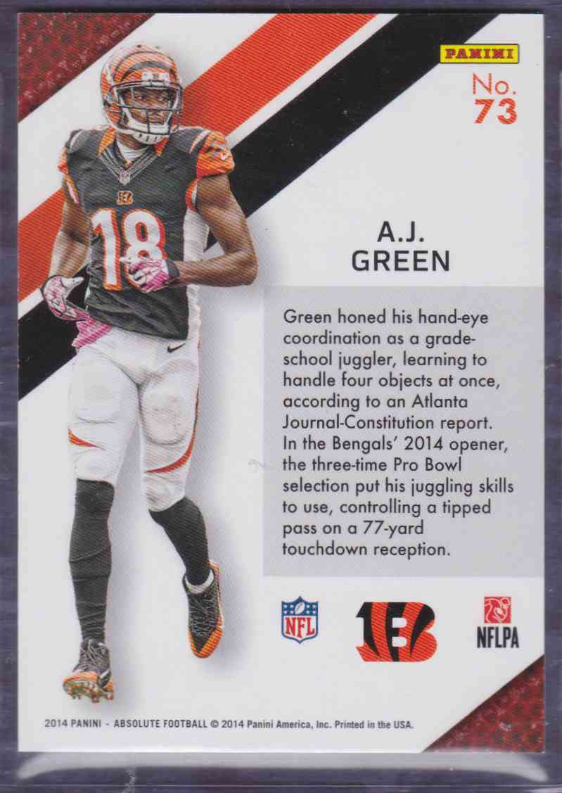 2014 Panini Absolute Hog Heaven A.J. Green #73 card back image