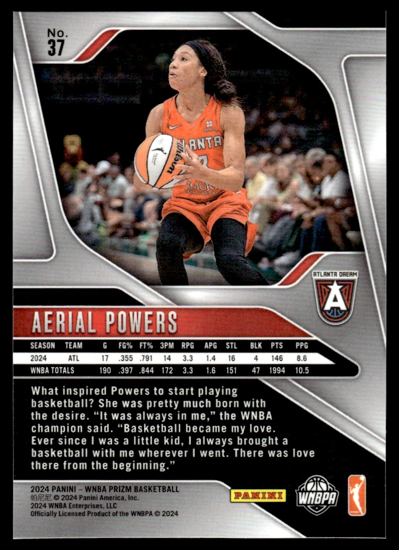 2024-25 Panini Prizm WNBA Aerial Powers #37 card back image
