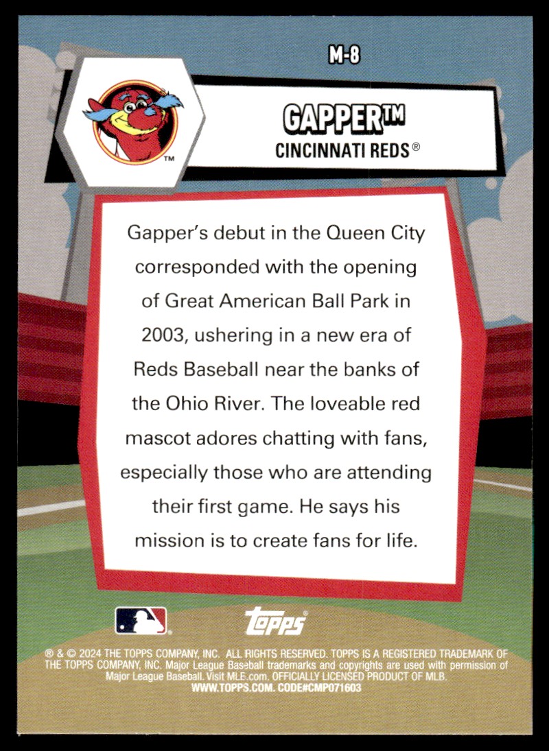 Gapper Cincinnati Reds 2024 Topps Big League Mascots Gapper #M-8 on Kronozio