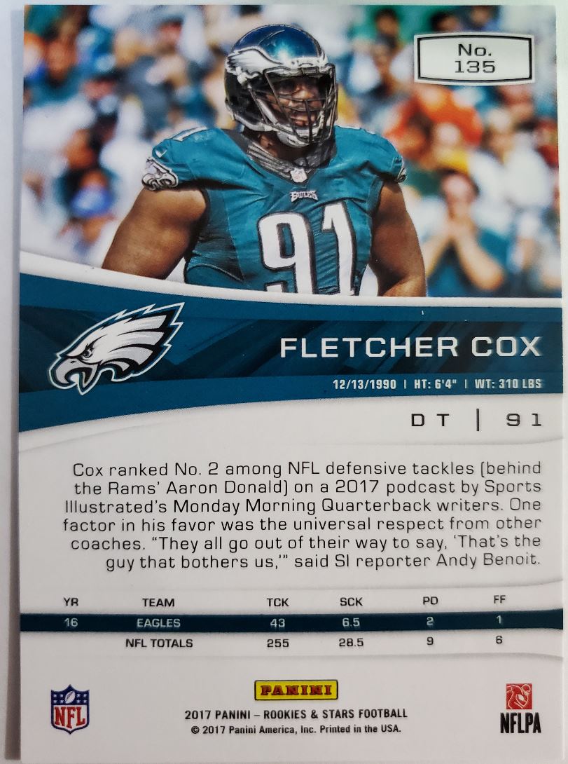 2017 Panini Rookies & Stars Longevity 9988 Fletcher Cox 135 on Kronozio