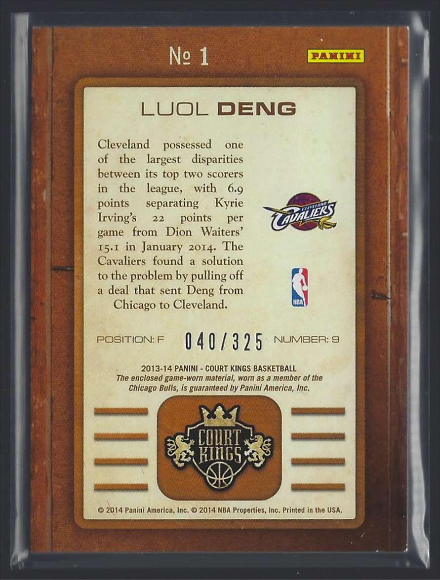2013-14 Court Kings Gallery Of Stars Jerseys Luol Deng #1 card back image