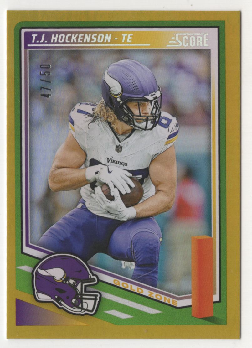 2025 Panini Score Gold Zone T.J, Hockenson /50 Minnesota Vikings