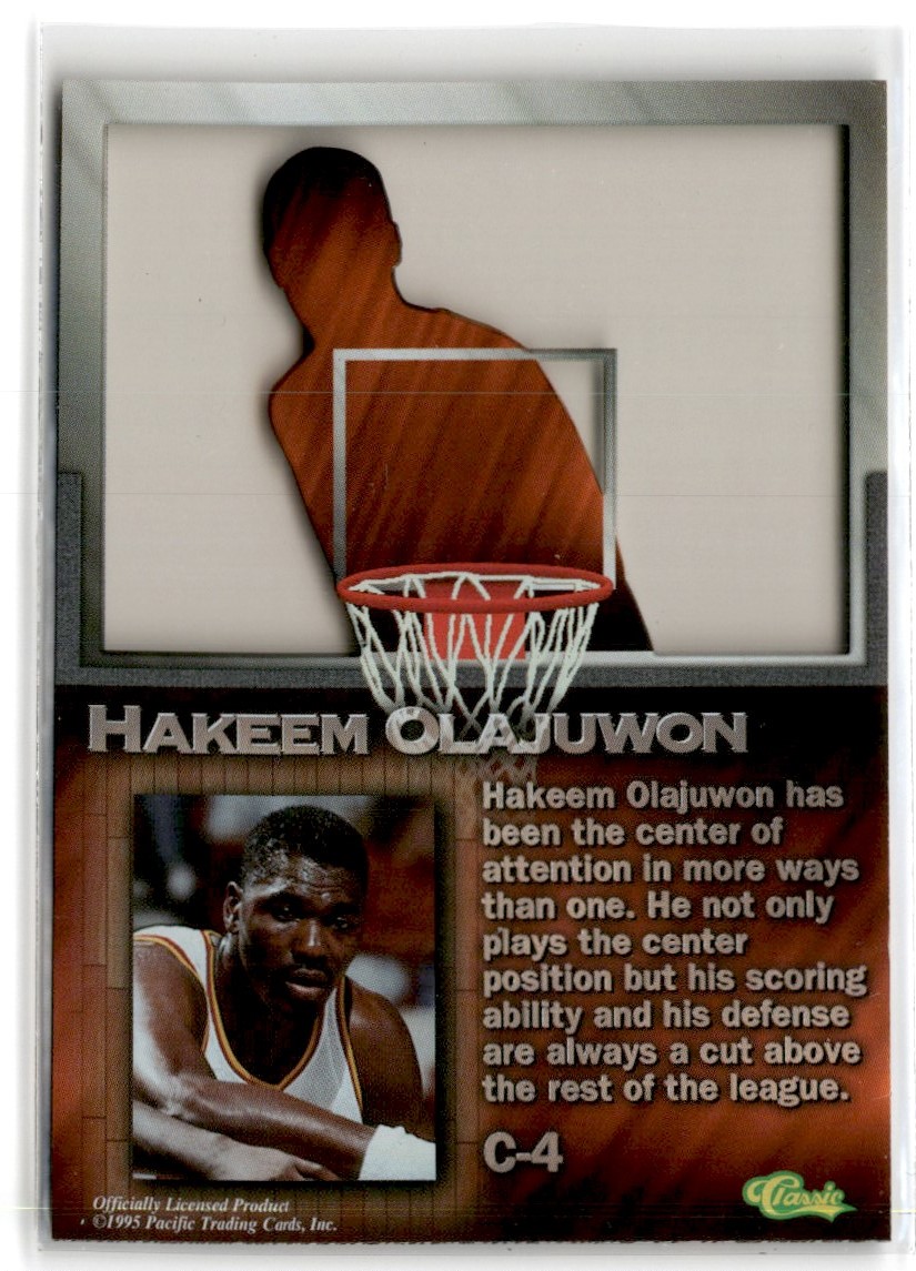 1995-96 Pacific Prisms Centers of Attention Hakeem Olajuwon #C-4 card back image