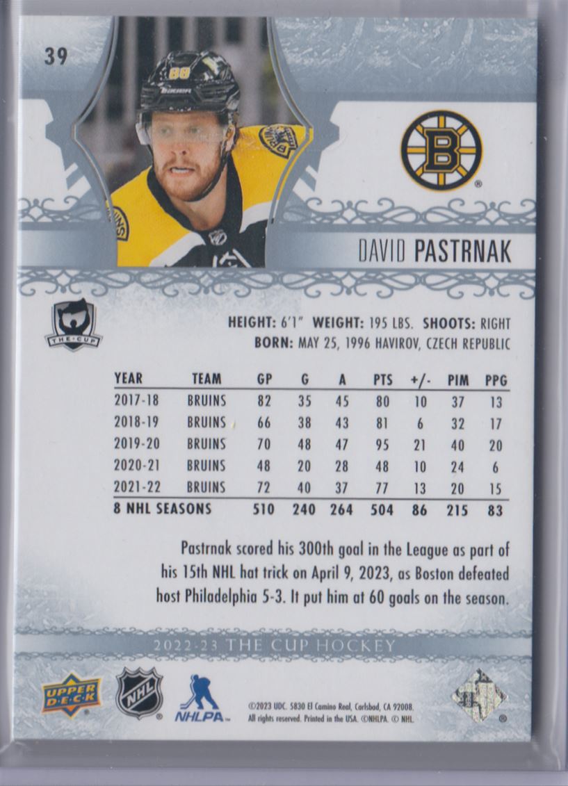 2022-23 Upper Deck The Cup Base Card David Pastrnak /249 Boston