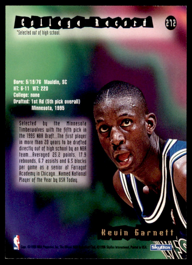 1996-97 NBA Hoops Rookie Kevin Garnett #272 on Kronozio