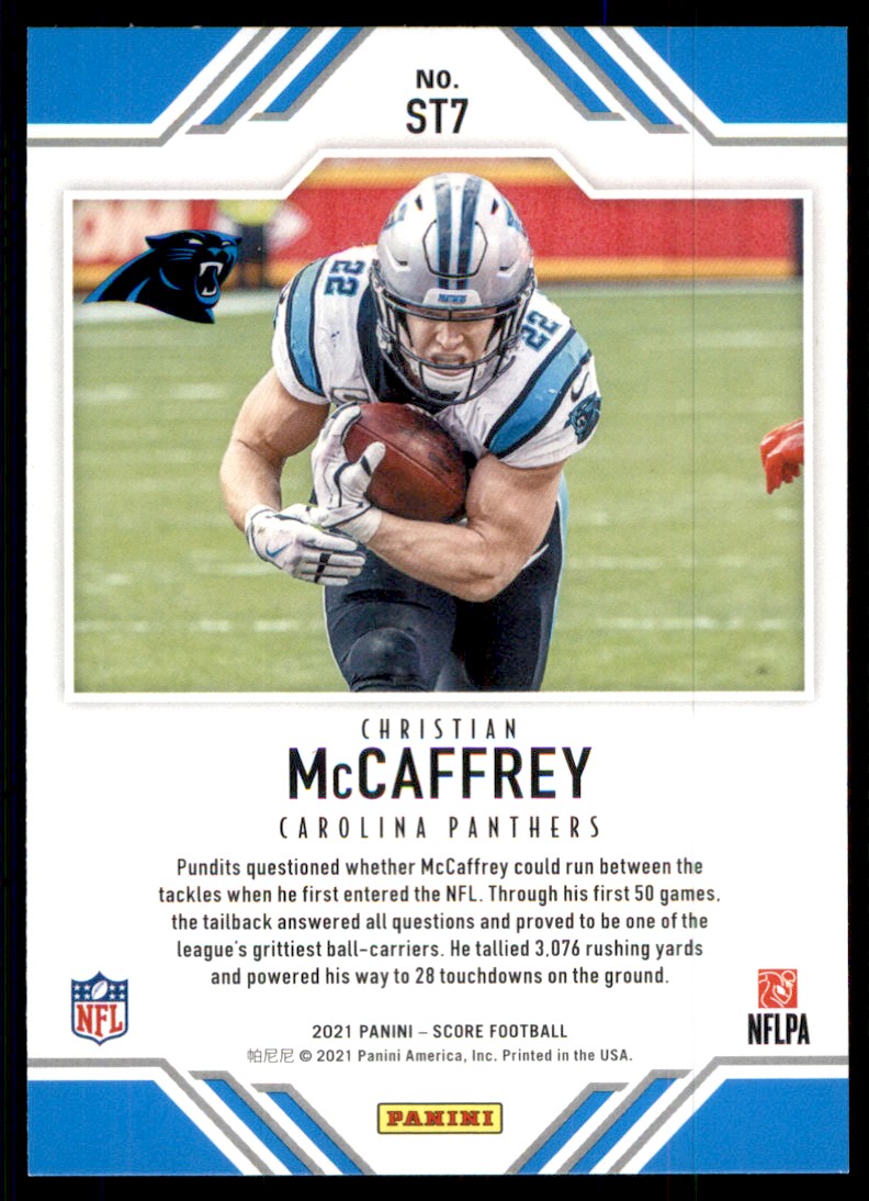 2021 Score Team Christian McCaffrey #ST7 card back image
