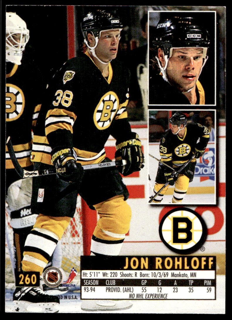 ロットン　ROTTON OUTRO バルサ50 ハトリーズ 1994-95 Ultra Jon Rohloff Rookie G67 Boston Bruins #260 | eBay