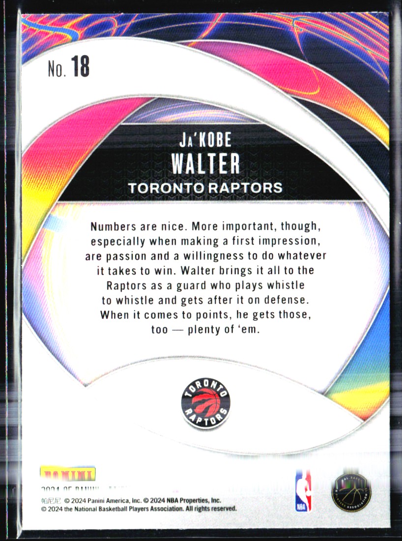 2024-25 Panini Prizm Instant Impact Ja'Kobe Walter #18 card back image