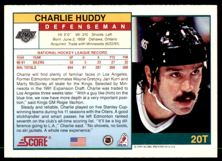 199192 Score Rookie and Traded American Charlie Huddy 20T on Kronozio