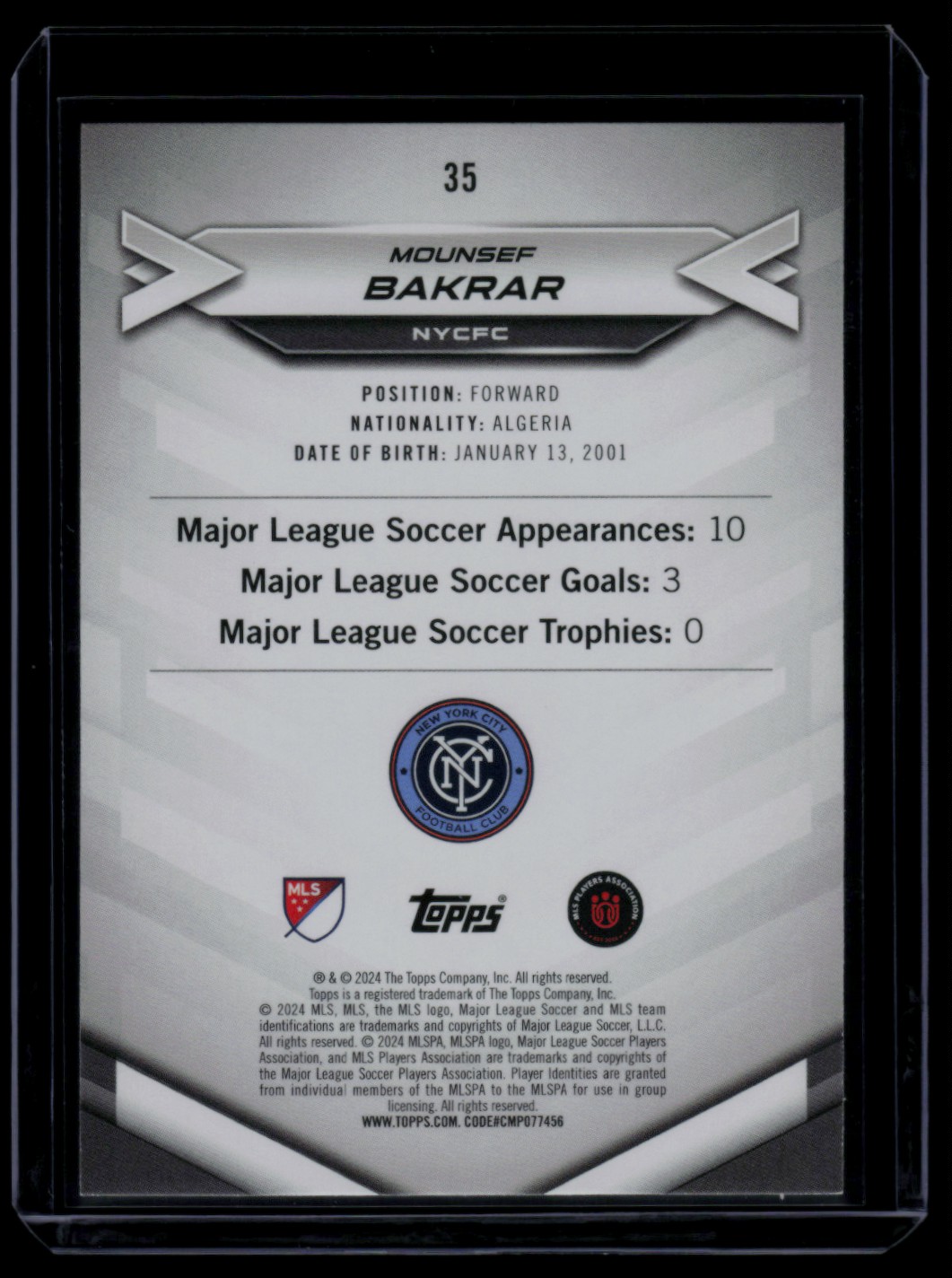 2024 Topps MLS Superstars Yellow Common Mounsef Bakrar #35 card back image
