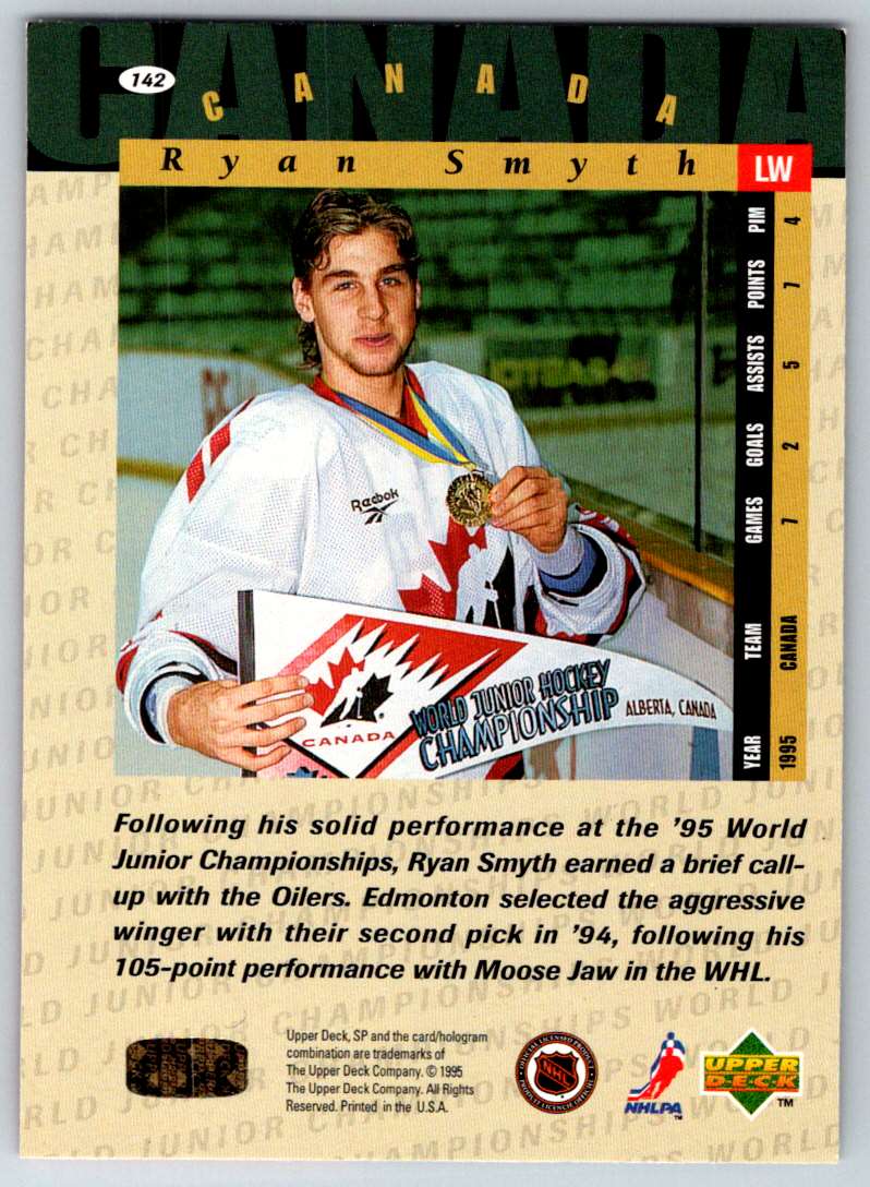 1994-95 SP Ryan Smyth #142 card back image