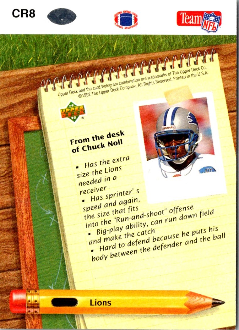 1992 Upper Deck Coach's Report Herman Moore #CR8 card back image
