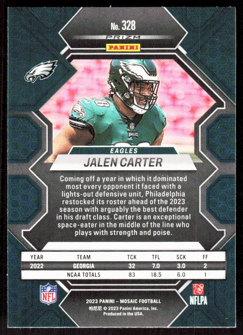 2023 2092A Panini Mosaic Rookie Jalen Carter Rookie Philadelphia