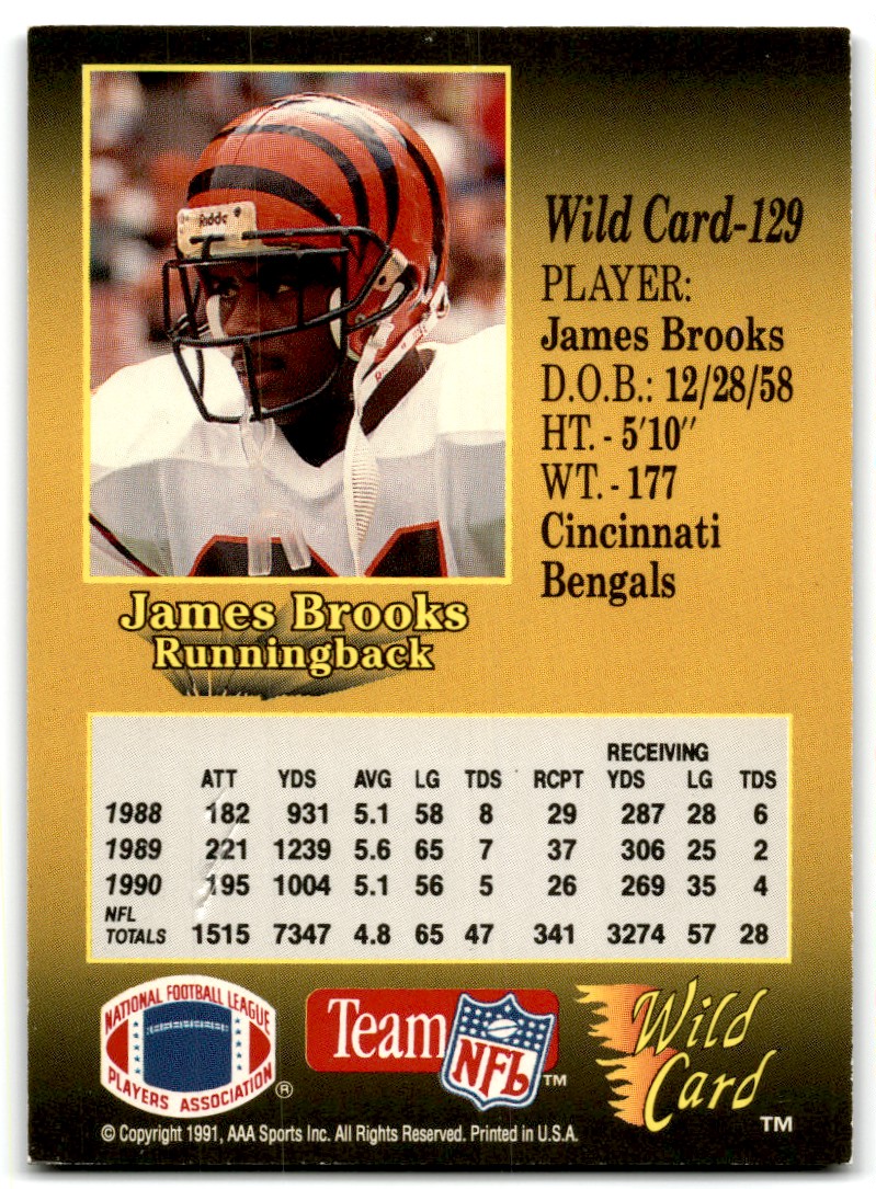 1991 Wild Card James Brooks #129 on Kronozio
