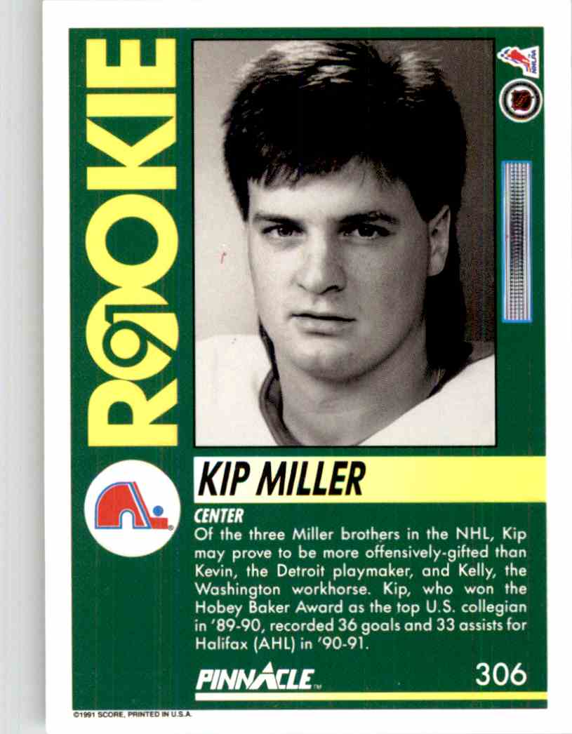 1991-92 Pinnacle Kip Miller #306 card back image