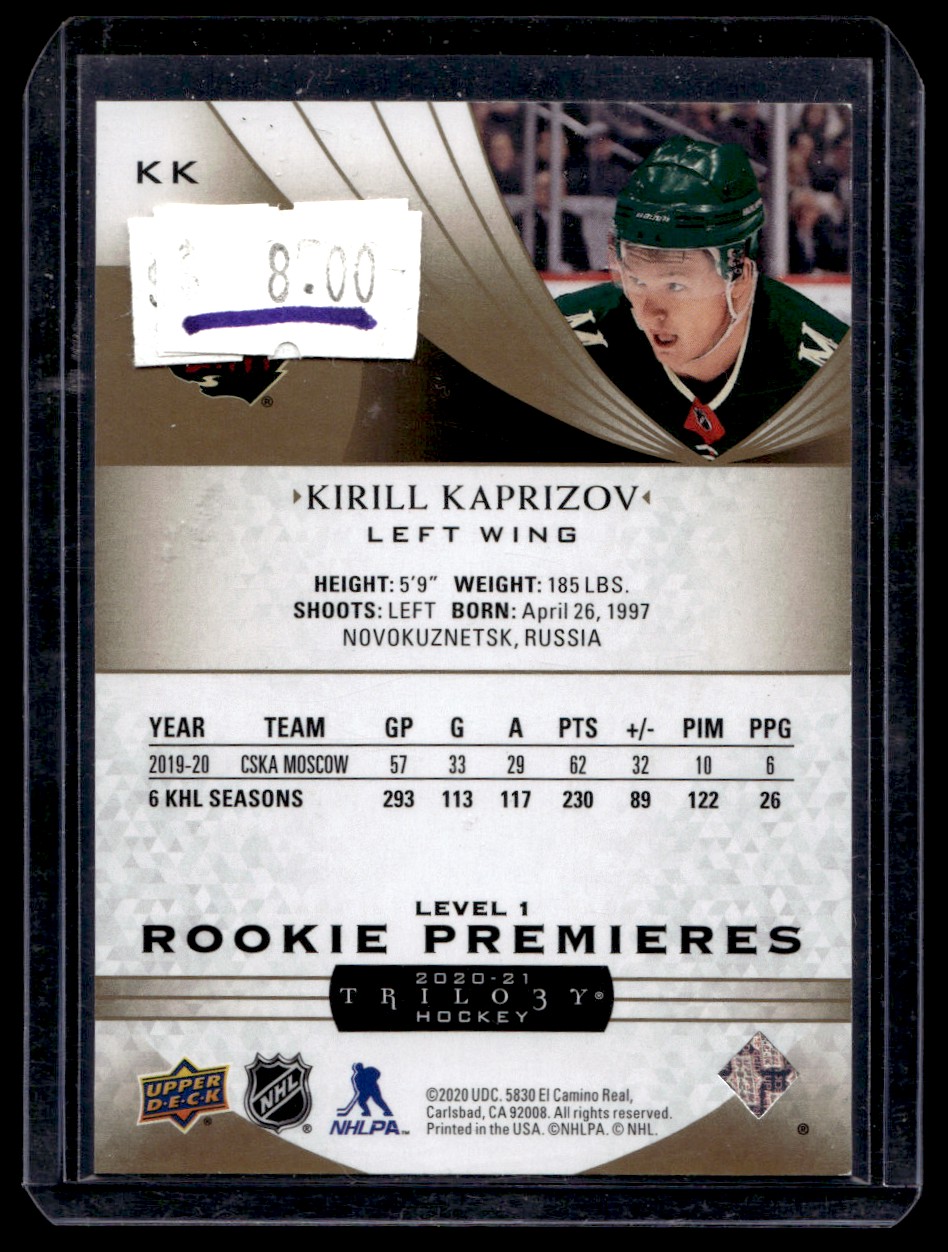 2020-21 Upper Deck Trilogy Rookie Kirill Kaprizov RC /999