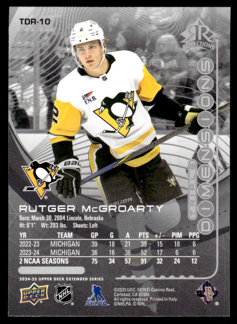 Rutger McGroarty Rookie #TDR-10 2024-25 Upper Deck Triple