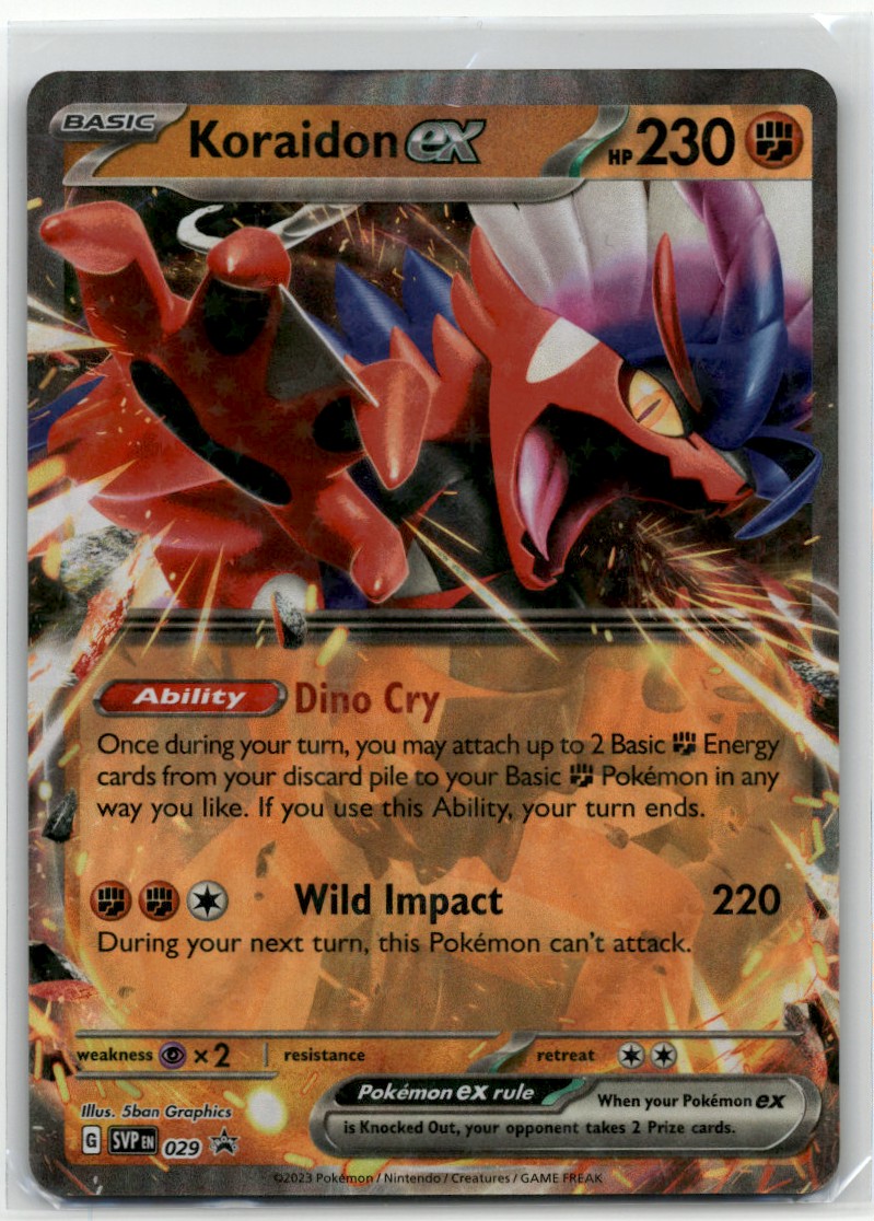 koraidon holo pokemon card value Reverse (122/187) - Terastal Festival ex (sv8a) [1FFF] Rampage Fang (190) Discard 3 Energy from this Pokemon Weakness / Resistance / Retreat Cost Koraidon 124/198 Holo Rare Scarlet