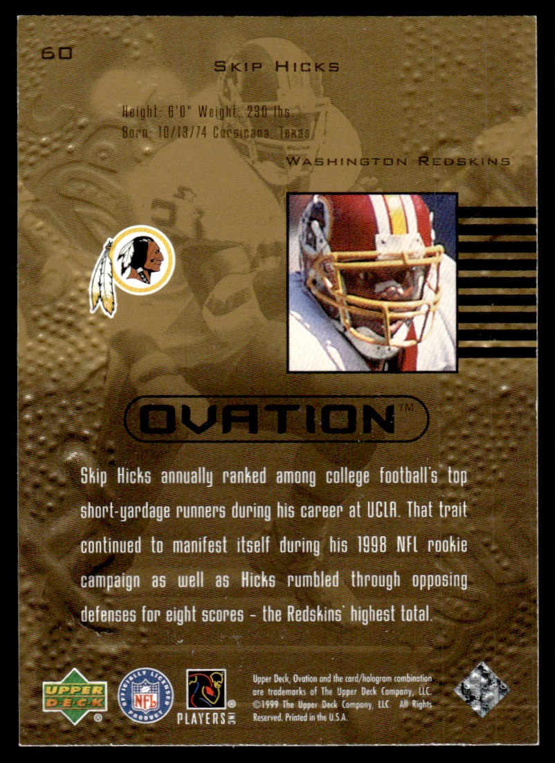 1999 Upper Deck Ovation * Skip Hicks #60 card back image