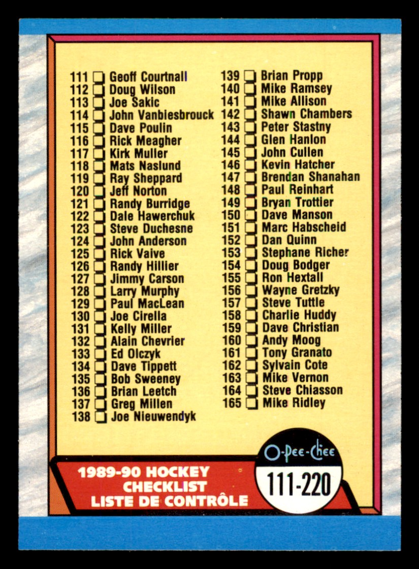 1989-90 O-Pee-Chee Hockey #1-200 - SIE WÄHLEN AUS - Komplettieren Sie Ihr Set - Bild 199 von 201