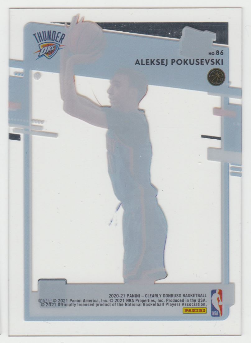 2020-21 Clearly Donruss Aleksej Pokusevski #86 card back image