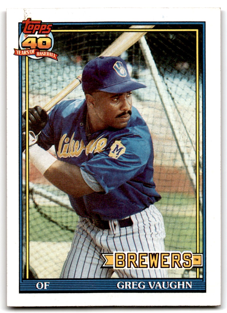 1991 Topps Baseball Card Greg Vaughn Milwaukee Brewers #347