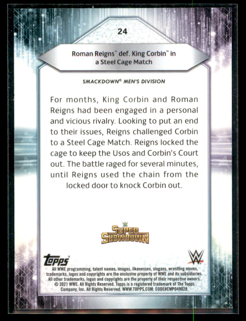 2021 Topps Wwe ROMAN REIGNS SUPPER SHOWDOWN #24 - Picture 2 of 2
