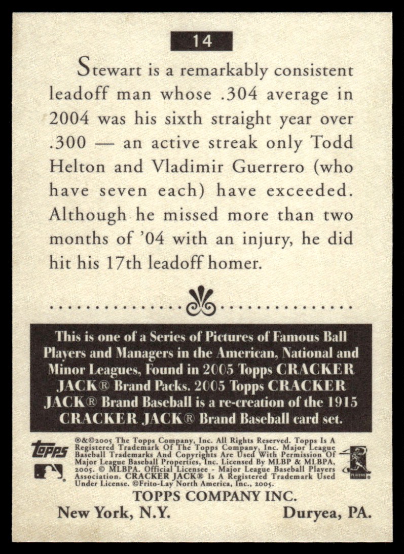 2005 Topps Cracker Jack Shannon Stewart #14 card back image