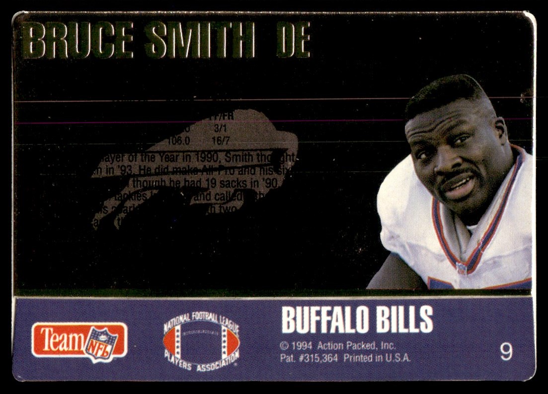 1994 Action Packed Bruce Smith #9 card back image