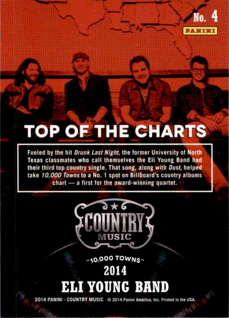 2015 Country Music Top Of The Charts Retail Eli Young Band #4 card back image