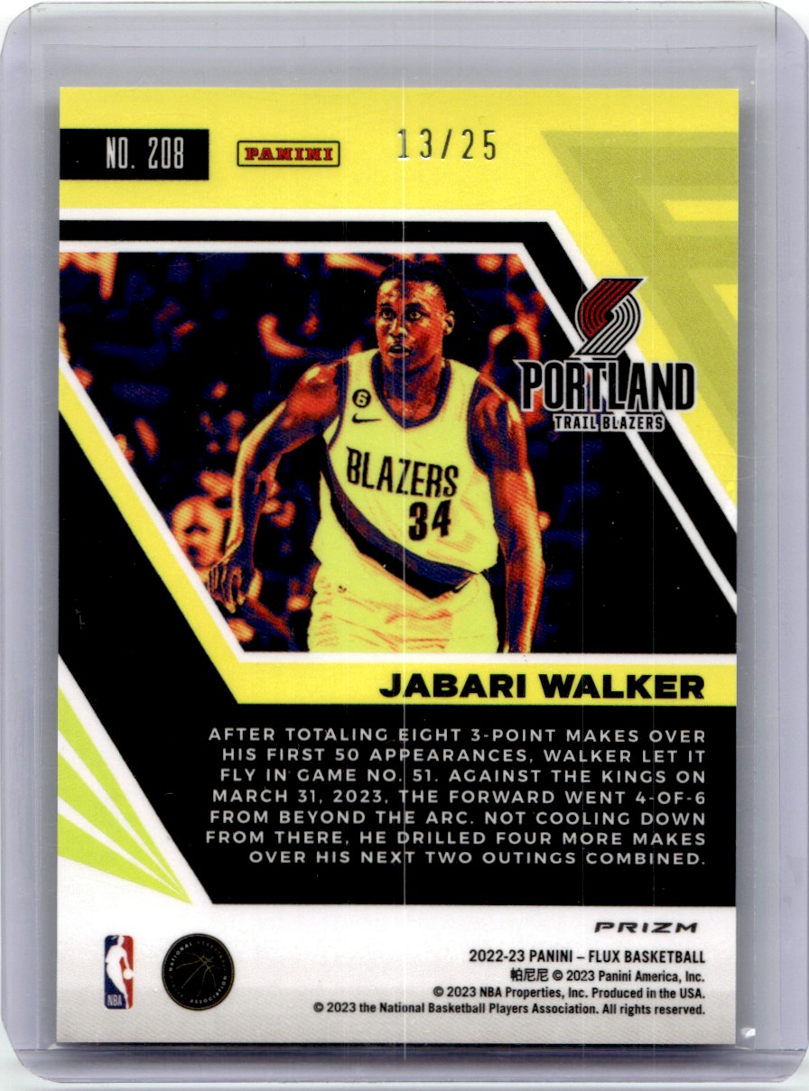 2022-23 Panini Flux Blue Cracked Ice Rookie Jabari Walker RC 13/25