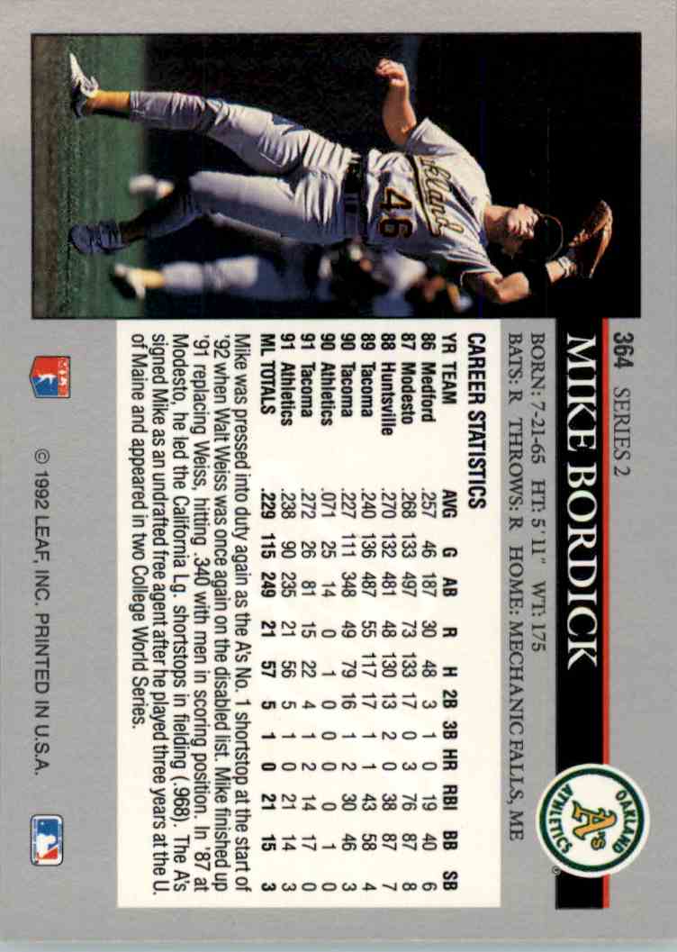1992 Leaf Mike Bordick #364 | eBay