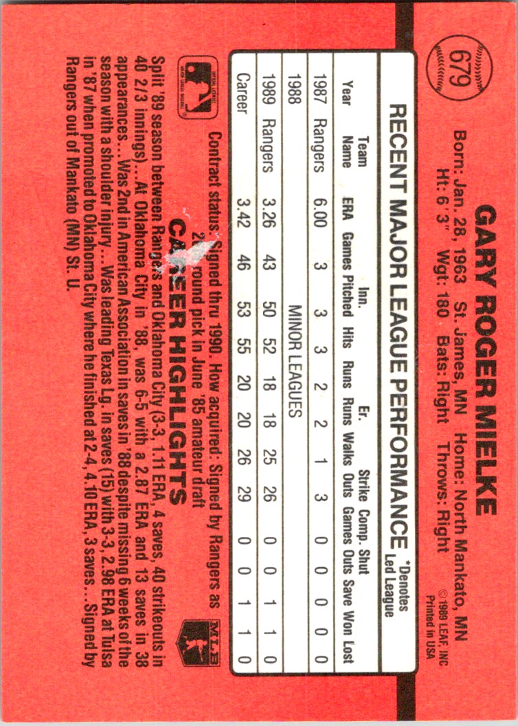1990 Donruss Ron Kittle #148 card back image