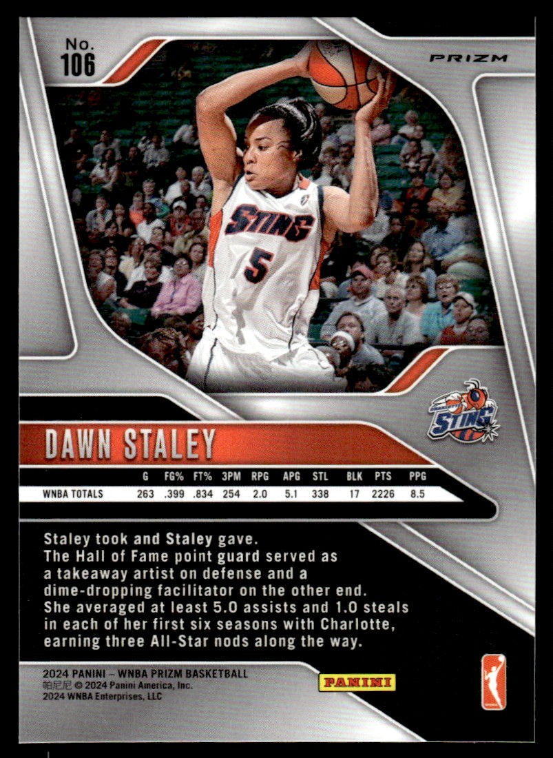 2024-25 Panini Prizm WNBA Dawn Staley #106 card back image