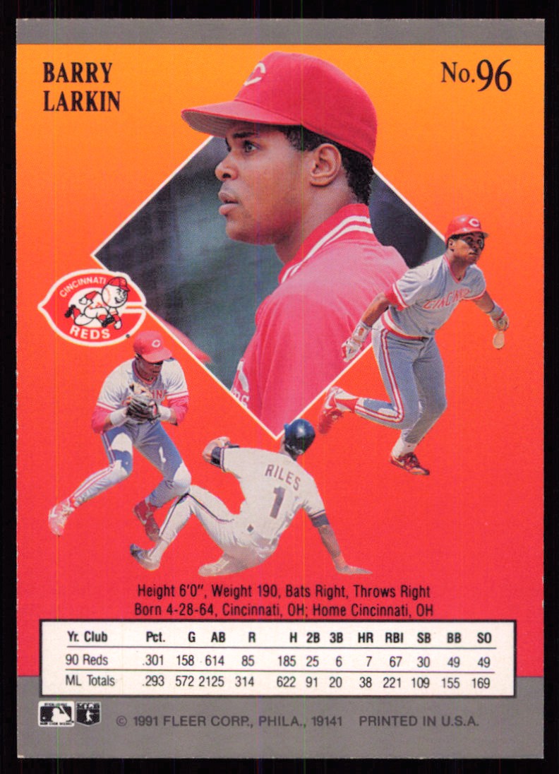 1991 Fleer Ultra Barry Larkin Cincinnati Reds #96 | eBay