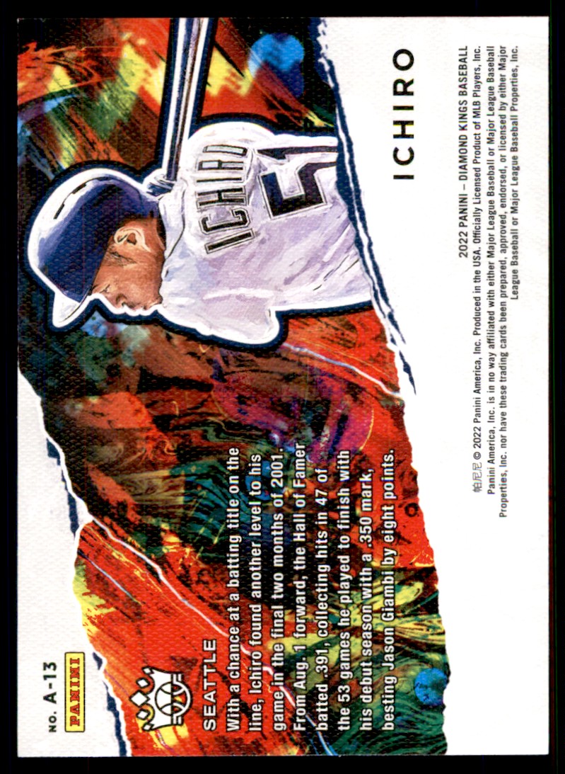 2022 PANINI DIAMOND KINGS BASEBALL ICHIRO SEATTLE MARINERS #A-13
