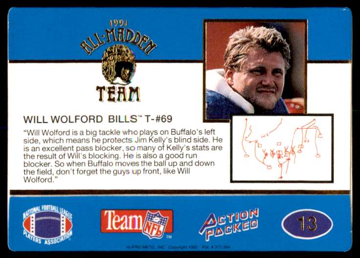 1992 Action Packed All Madden Team Will Wolford 13 on Kronozio