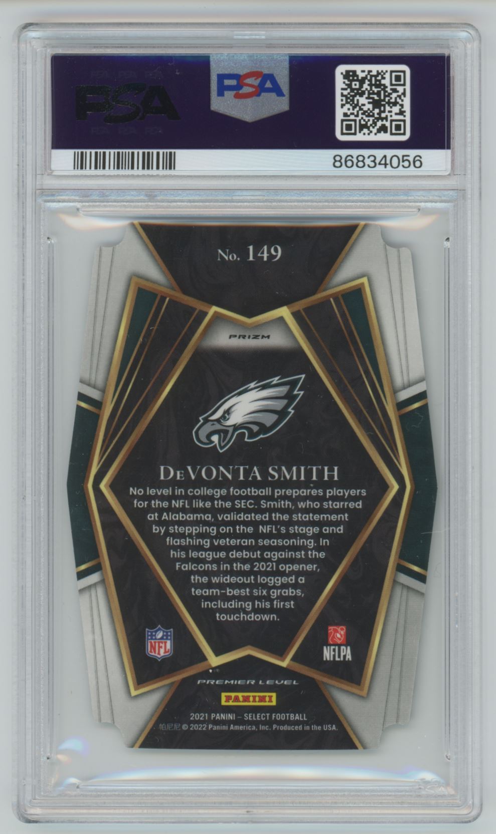2021 Die-Cut Zebra Prizm DeVonta Smith Rookie PSA 10 Philadelphia