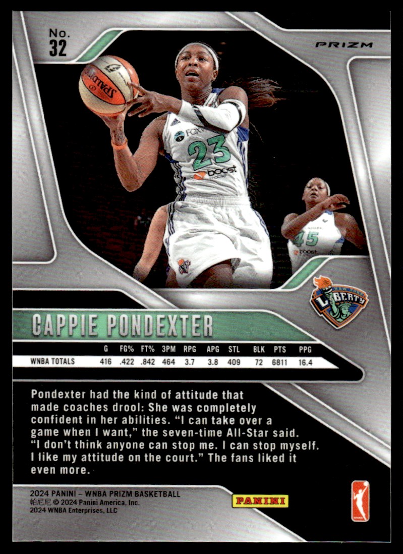 2024-25 Panini Prizm WNBA Silver Cappie Pondexter #32 card back image