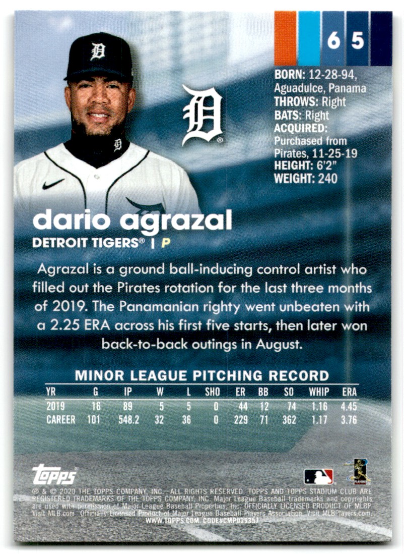 2020 Stadium Club Bobby Bradley #5 card back image
