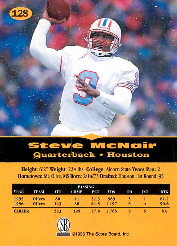 1996 Score All Sport Plus Steve Mcnair 128 On Kronozio