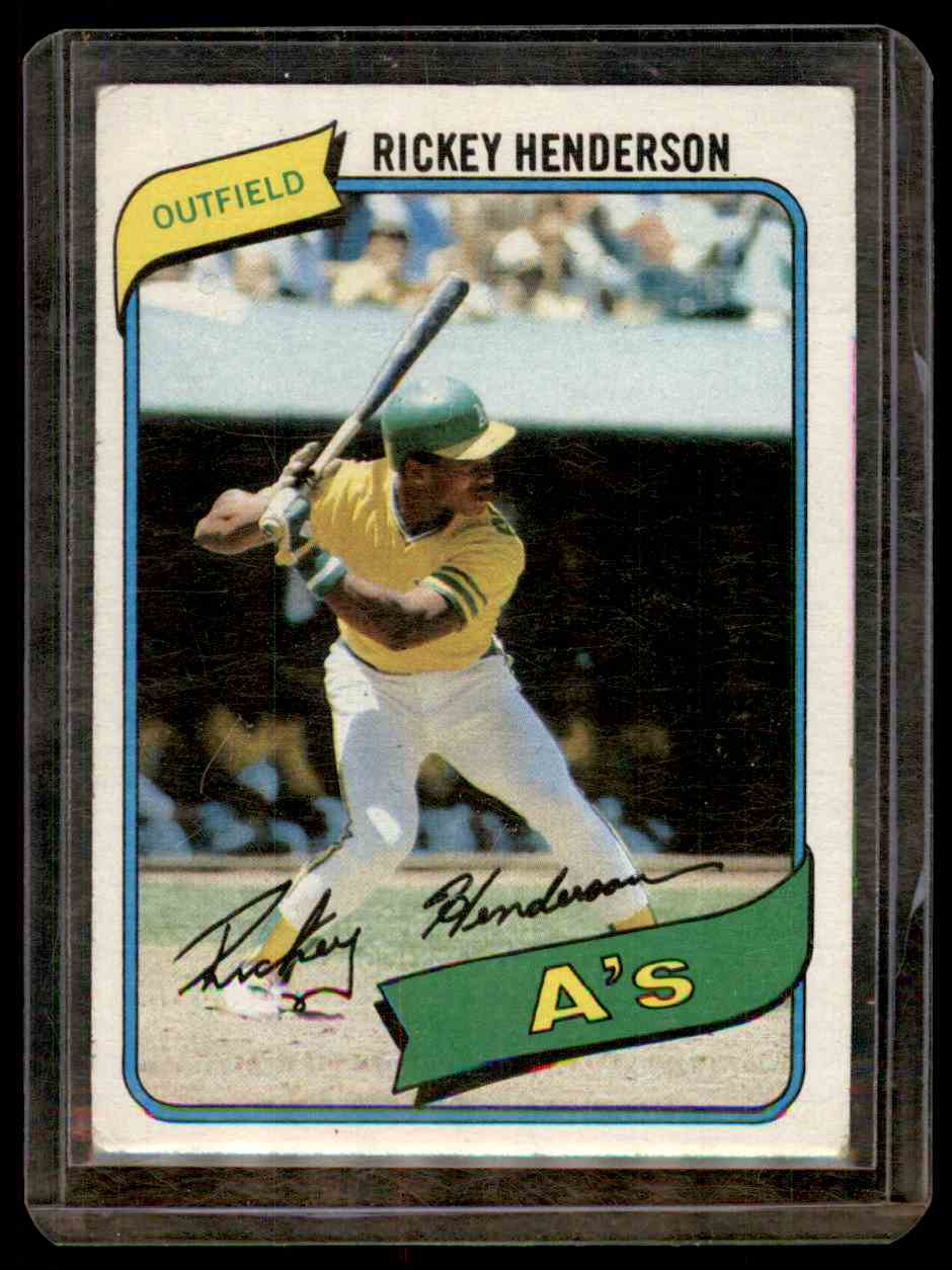 1980 Topps Rickey Henderson Rc/Uer 7 Steals At/Modesto Should Be Fresno #482 card front image