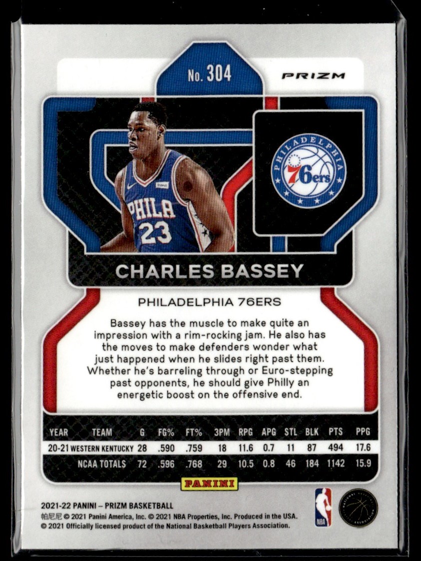 2021-22 Panini Prizm Green Charles Bassey #304 card back image