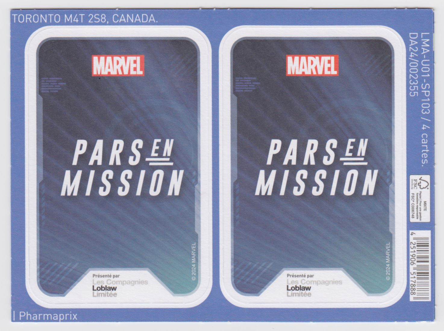 2024-25 Marvel Pars en Mission Unopened Pack Frensh card back image