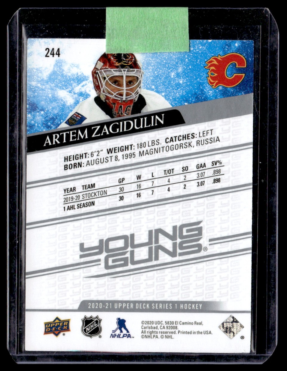 2020-21 Upper Deck Artem Zagidulin #244 card back image