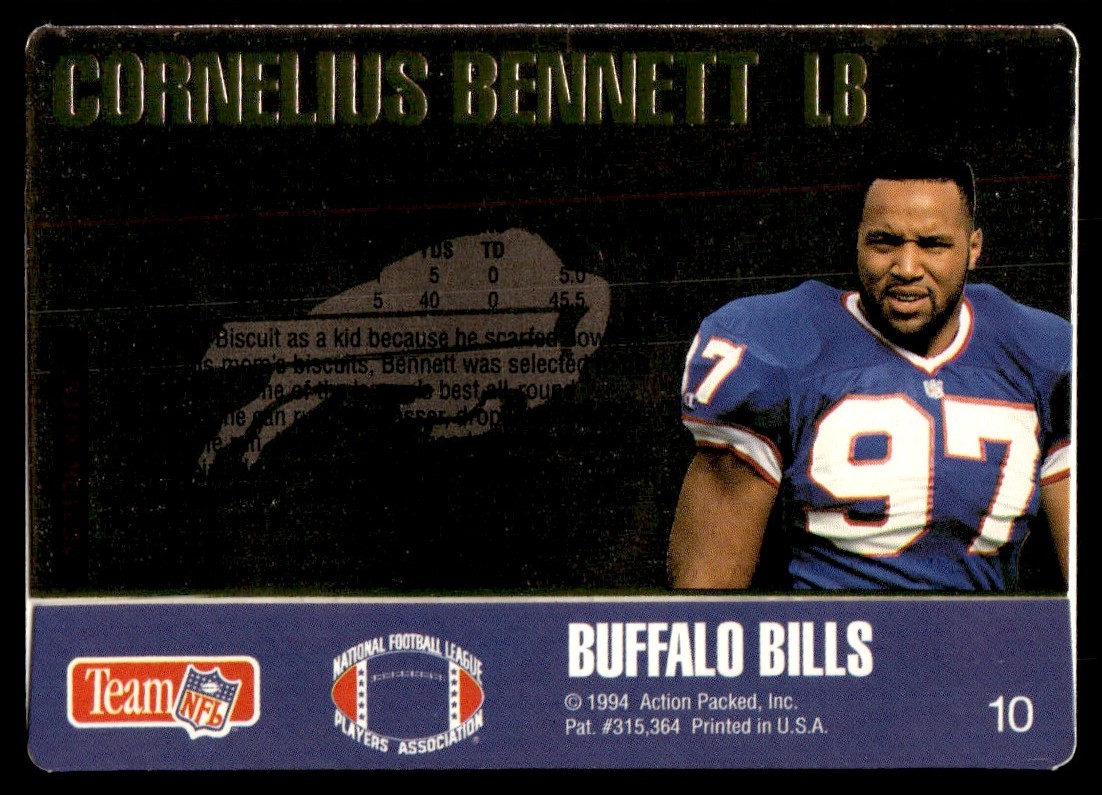 1994 Action Packed Cornelius Bennett #10 card back image