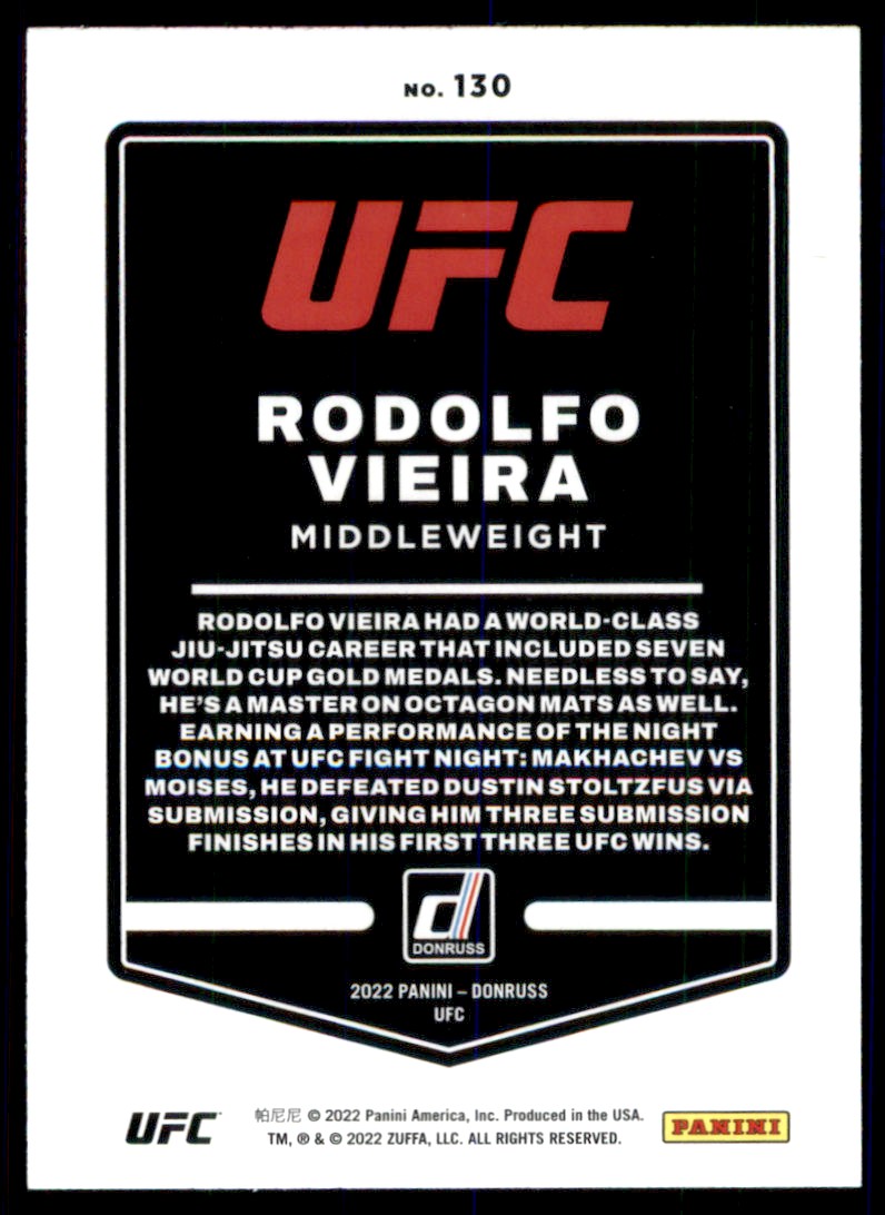 2022 Panini Donruss UFC Rodolfo Vieira #130 card back image