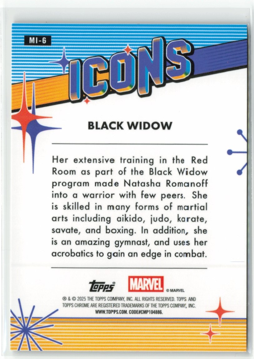 2025 Topps Marvel Chrome Icons Black Widow #MI-6 card back image