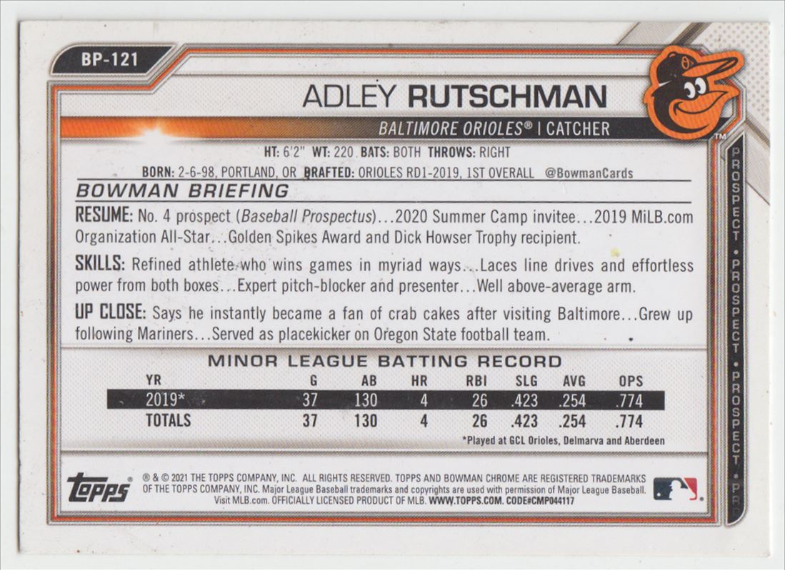 Rutschman (Adley Rutschman) Baltimore Orioles - Officially Licensed